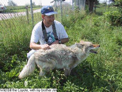 Photo of my brother Jim with Wild Bill the Coyote